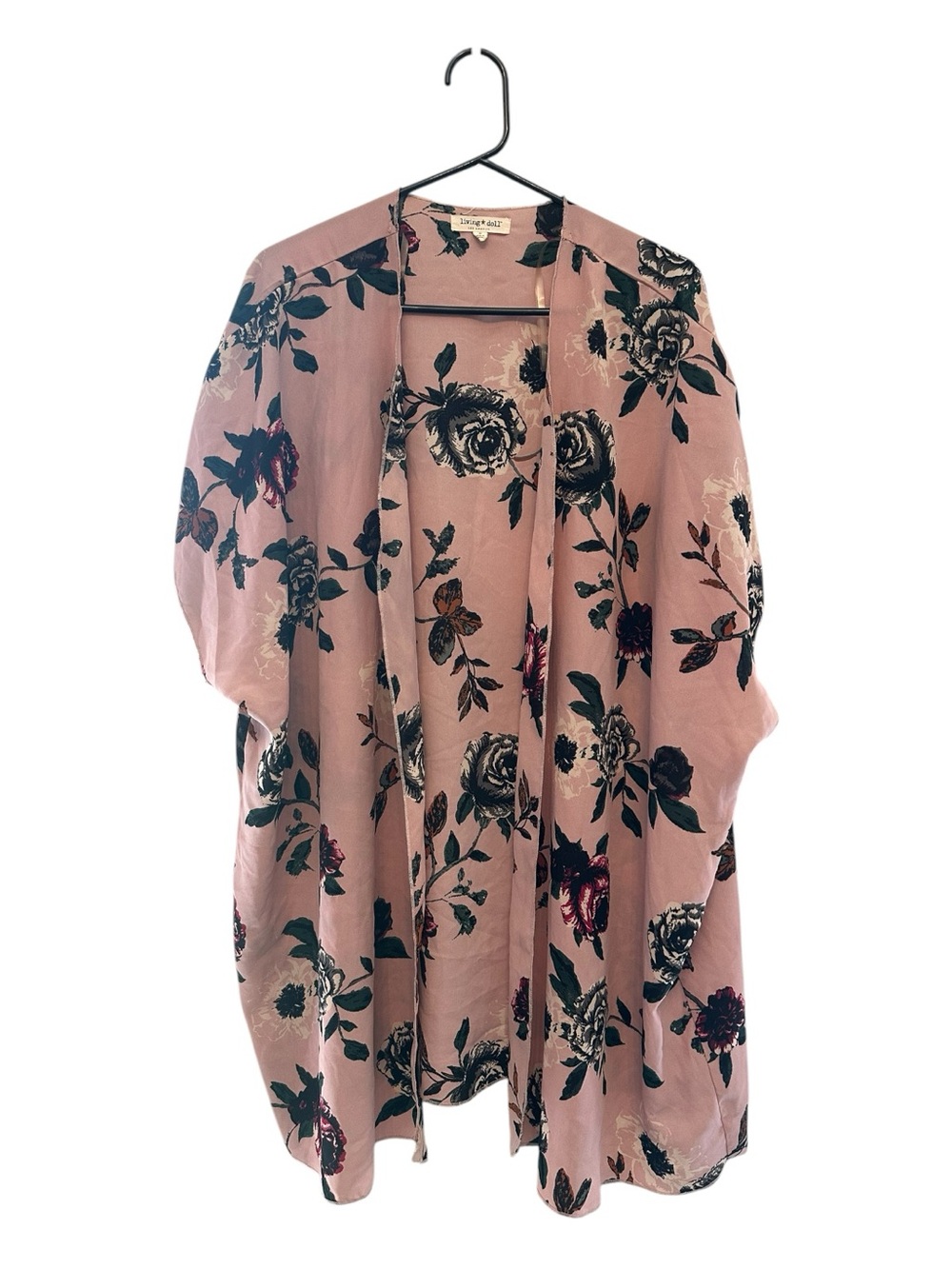 Living Doll Dusty Rose Floral Print Open Cardigan Top Small